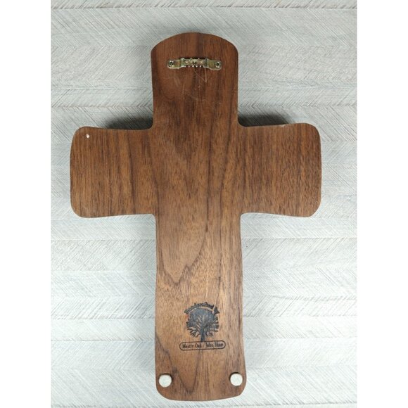 Handcrafted Wooden Wall Cross Intricate Leaf Design 11" Handmade by John Shaw - Picture 4 of 7
